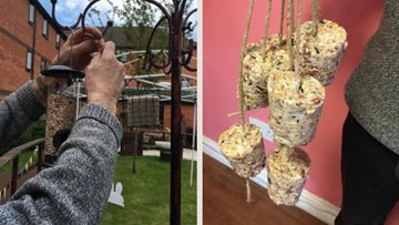 Making bird feeders at Manchester care home